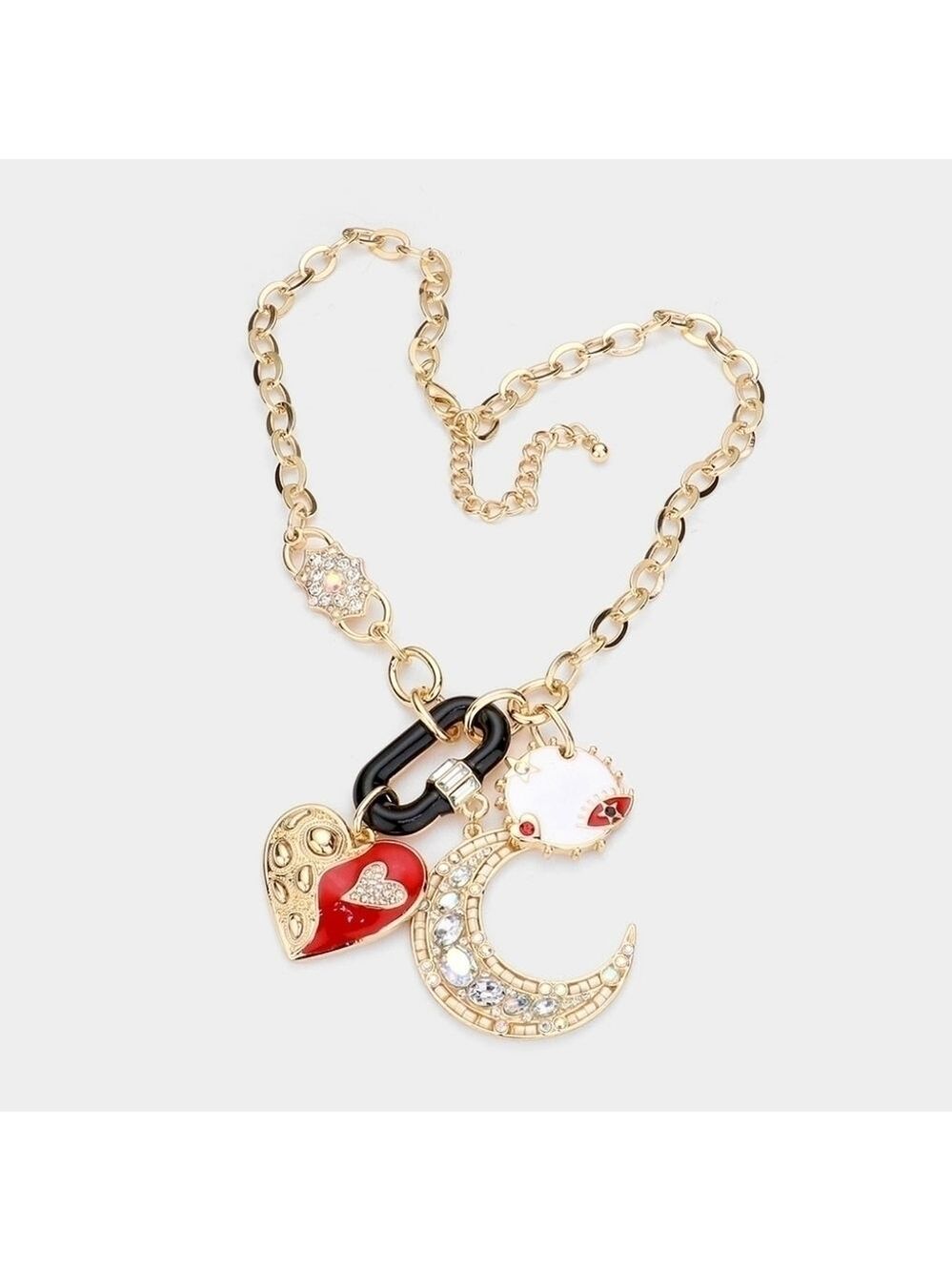 NEW Crystal Moon Stars Evil Eye Charm Pendant Necklace